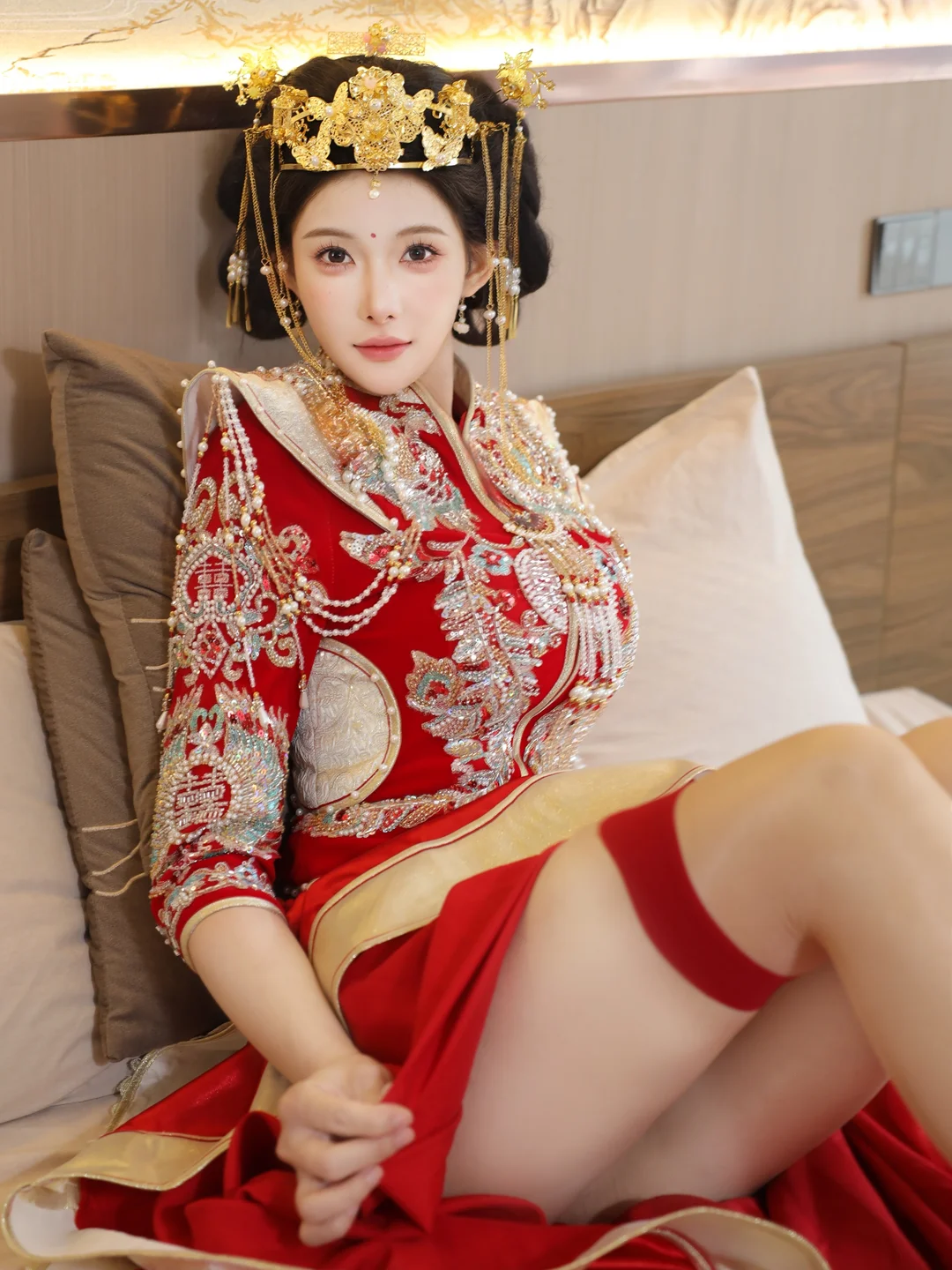 梨霜儿 - No.004 新娘红装 [113P-2.3GB] tg@simisebaisi 【丝足阁】048.webp